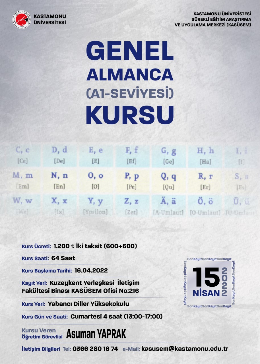 Genel Almanca A 1 Seviyesi Kurs Afisi